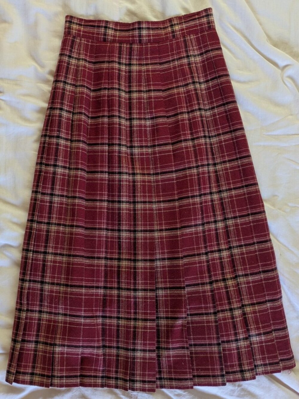 Wool Pleated Midi Skirt